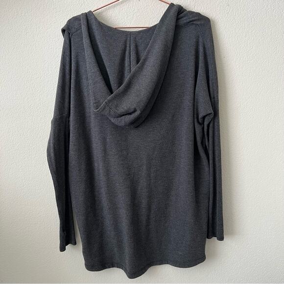 Athleta Purana Wrap hooded top heather charcoal gray long sleeve 486073 - Picture 5 of 8